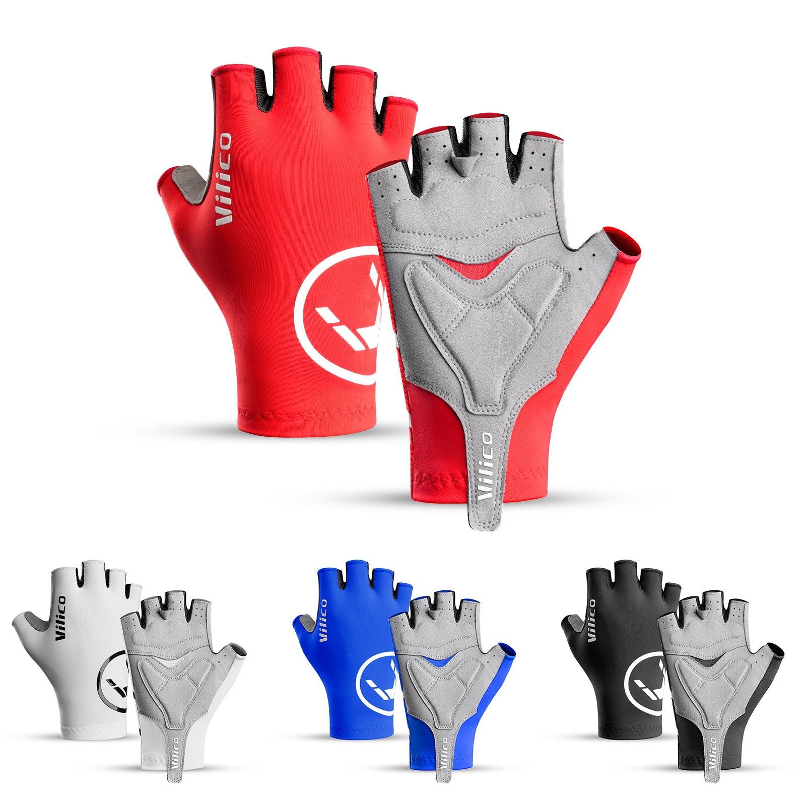 Fingerless bike gloves with padded palm for shock absorption