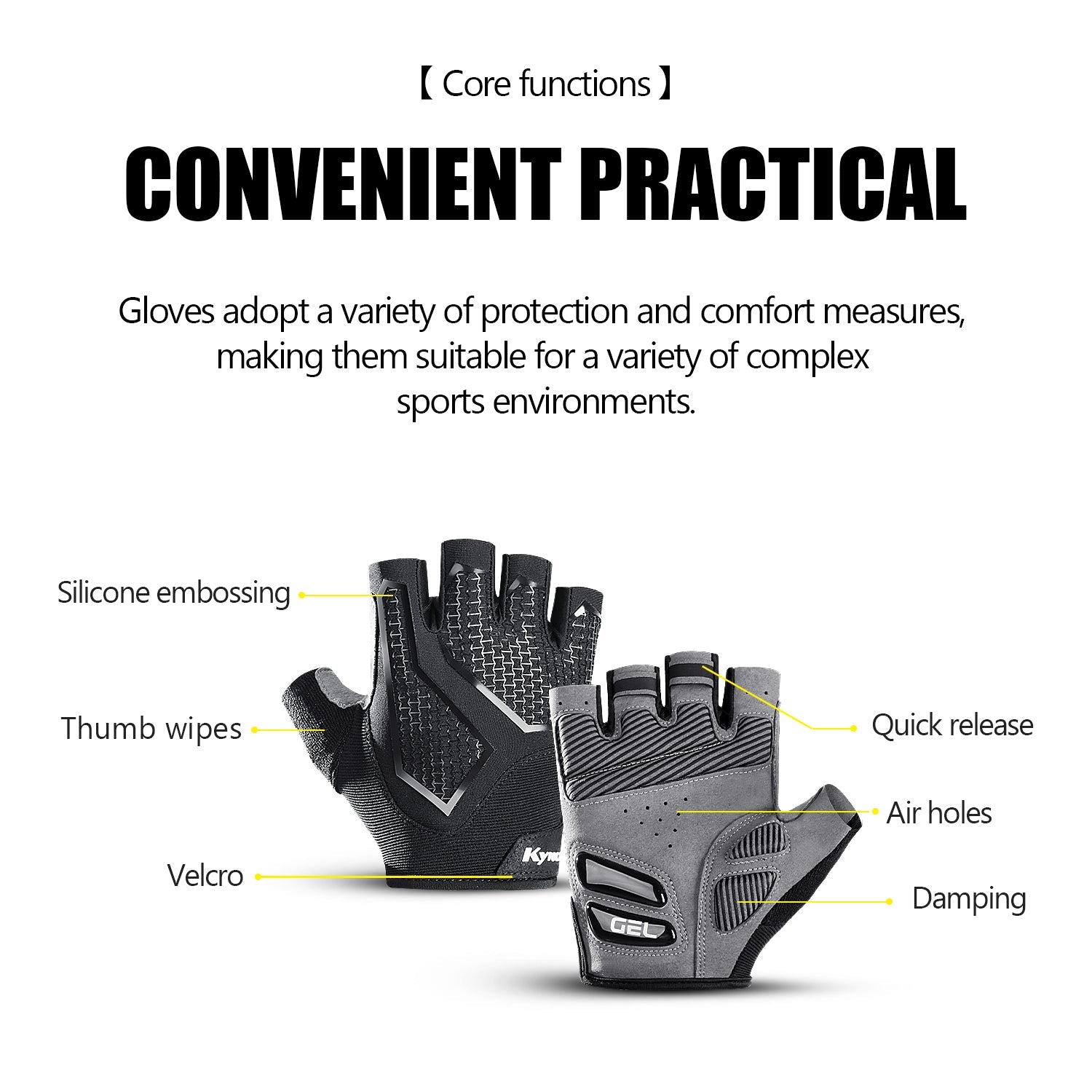 Gel padded fingerless bike gloves for shock absorption