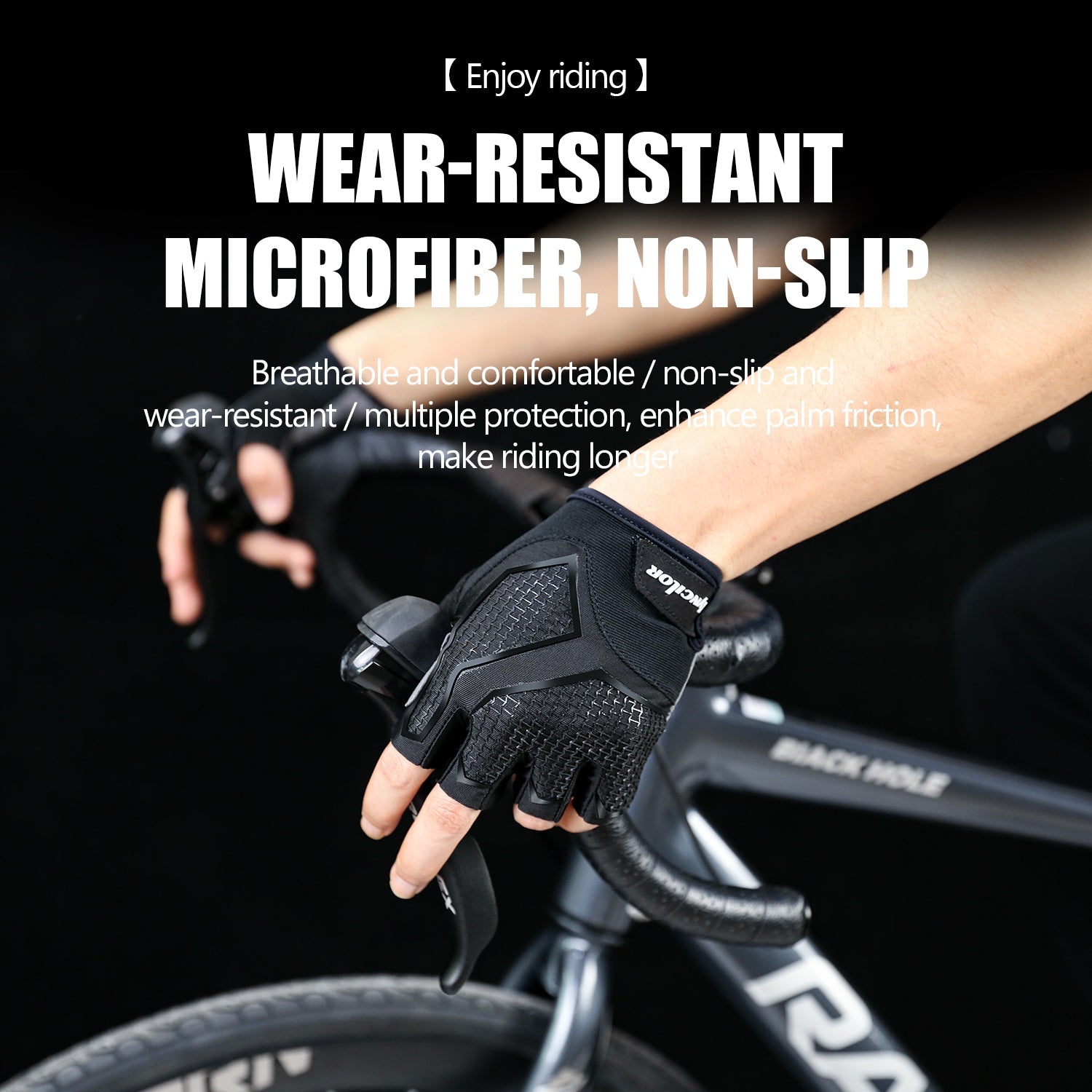 Half Finger Gel Shockproof Bicycle Gloves Black / XL Half Finger Gel Shockproof Bicycle Gloves Black / XL