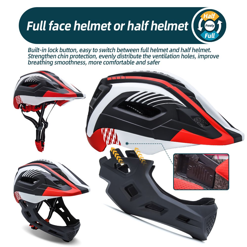 Kids bike helmet designed for full-face protection and comfort