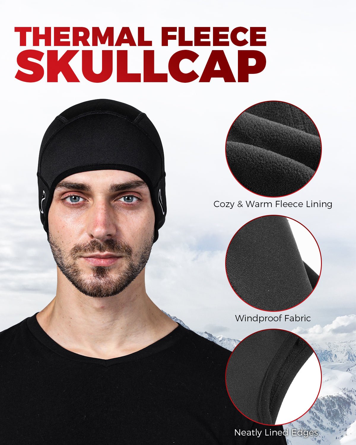 Men and Women Thermal Fleece Skull Cap Winter Ski Cycling Under