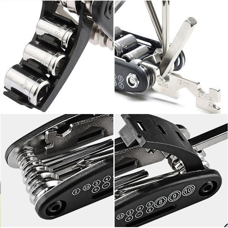 Portable cycling multi-tool with common bike repair functions