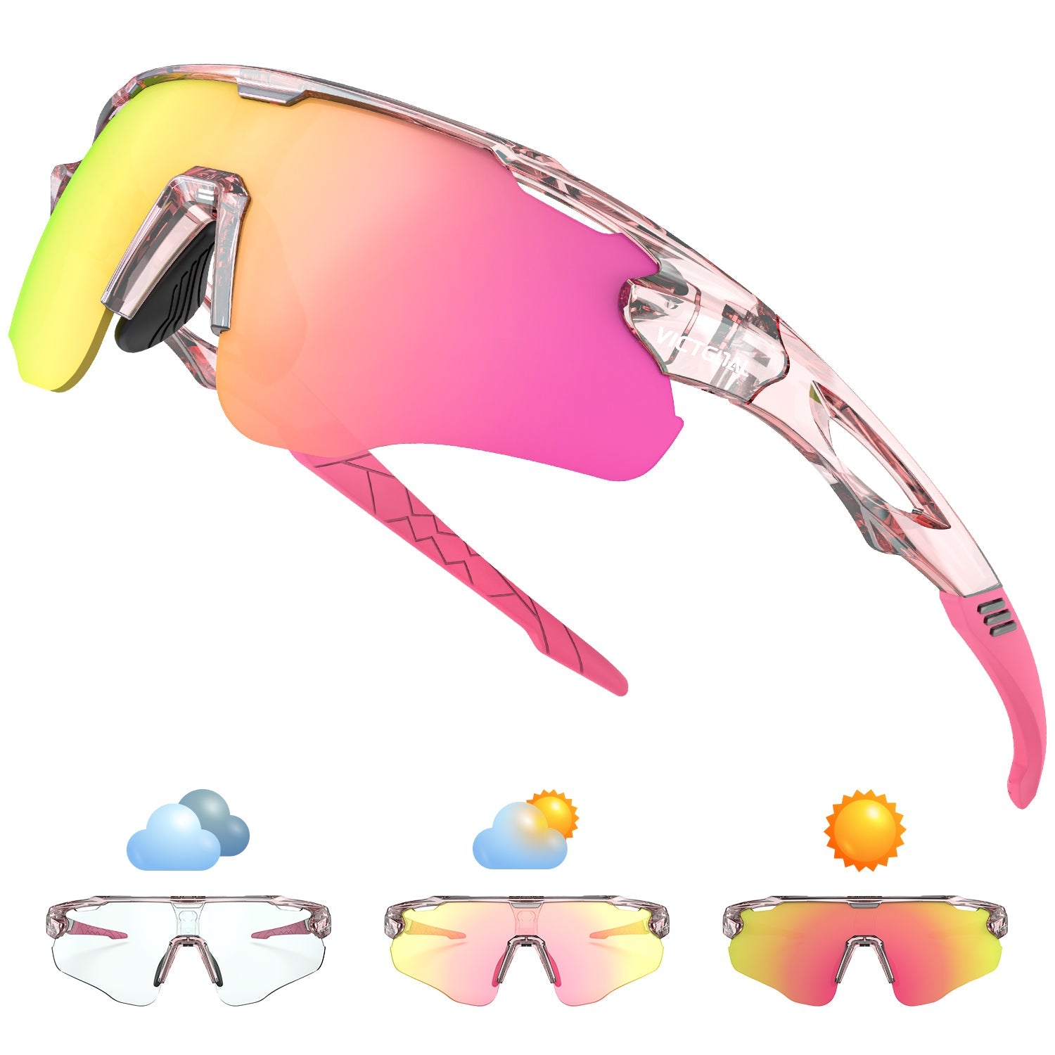Cycling and running glasses wraparound lens coverage