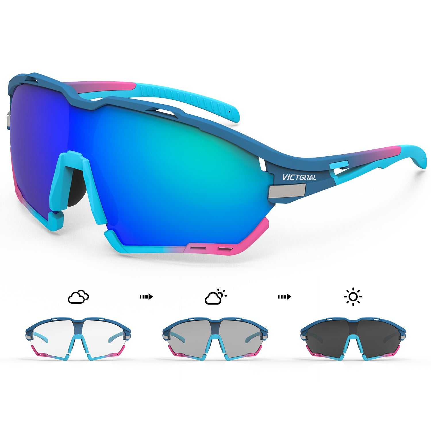 Polarized and photochromic sports glasses side profile