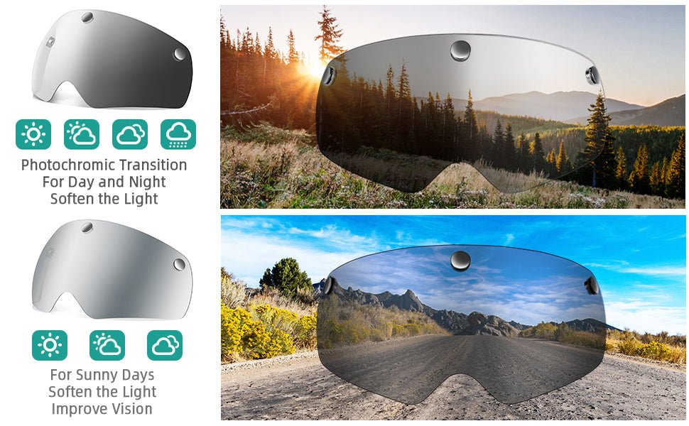 Silver mirrored magnetic helmet goggles