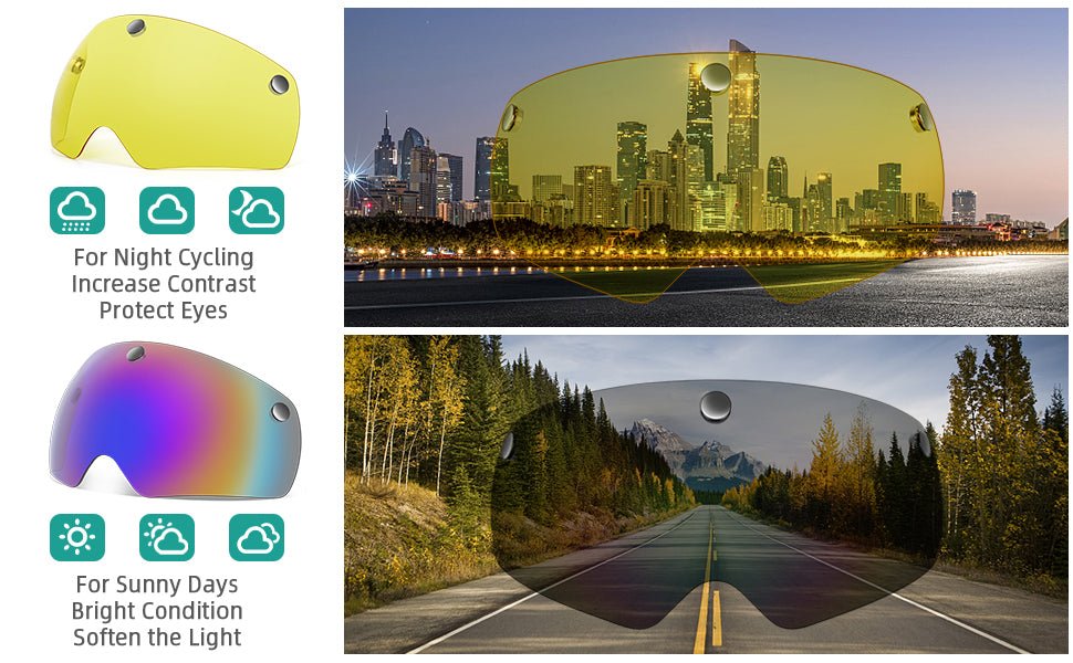 Colorful mirrored replacement bike helmet lens