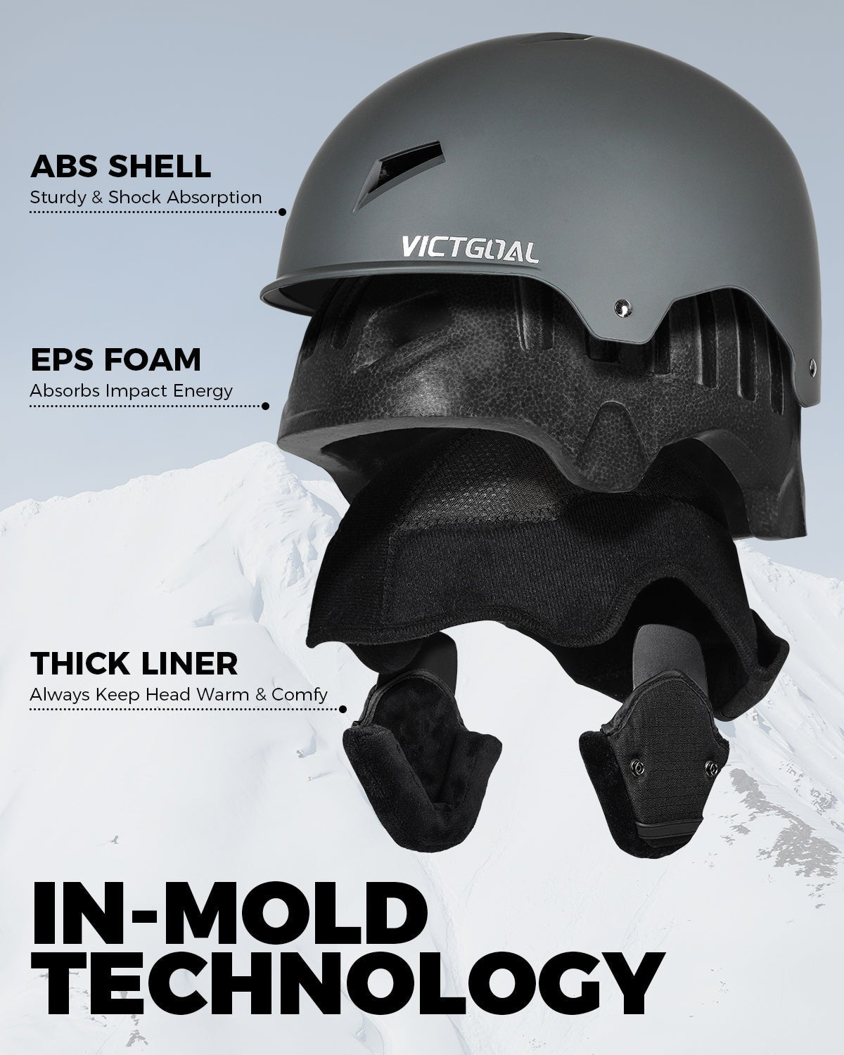 Adjustable winter helmet for adults and youth on the mountain