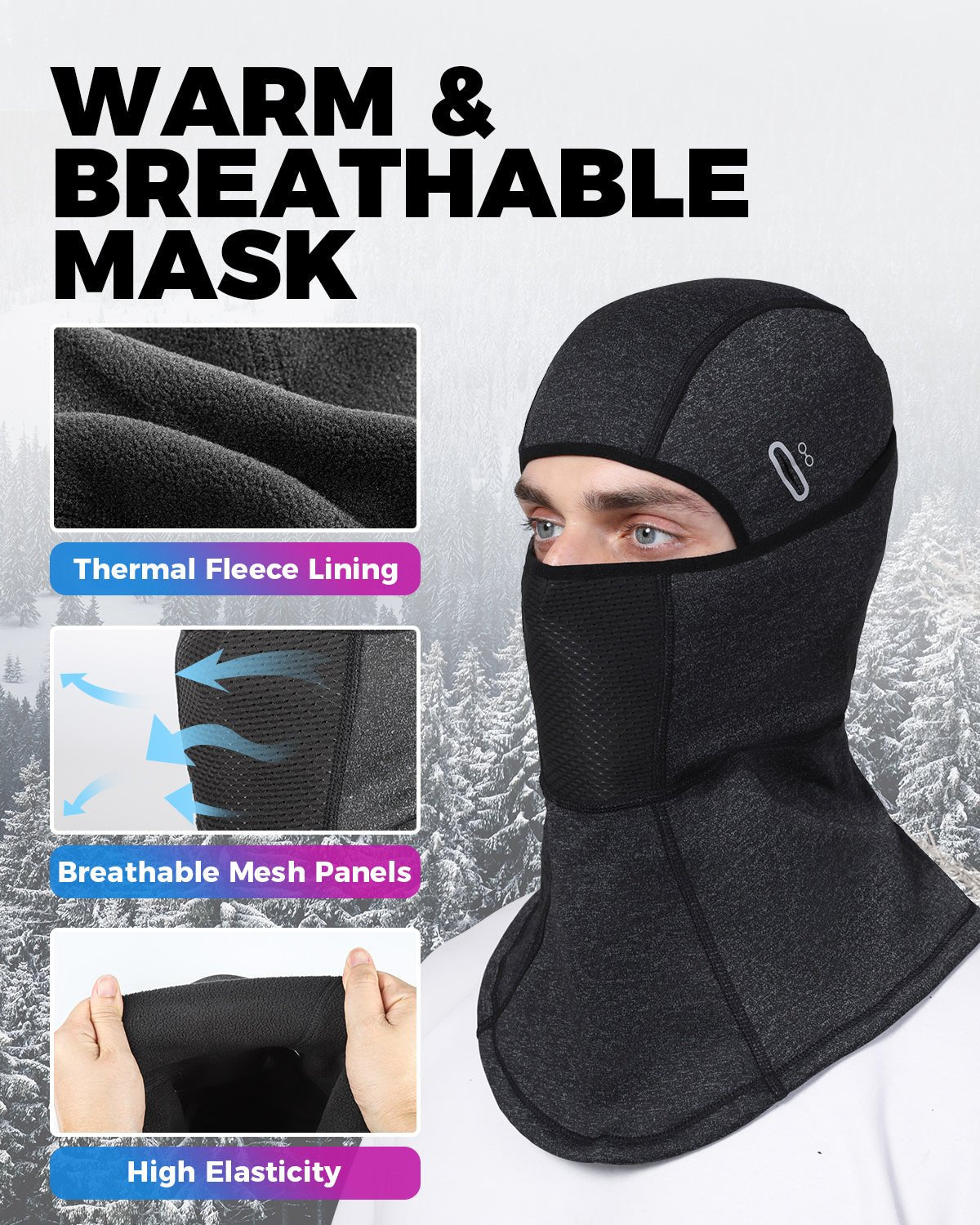 Thermal fleece neck and face cover for winter sports
