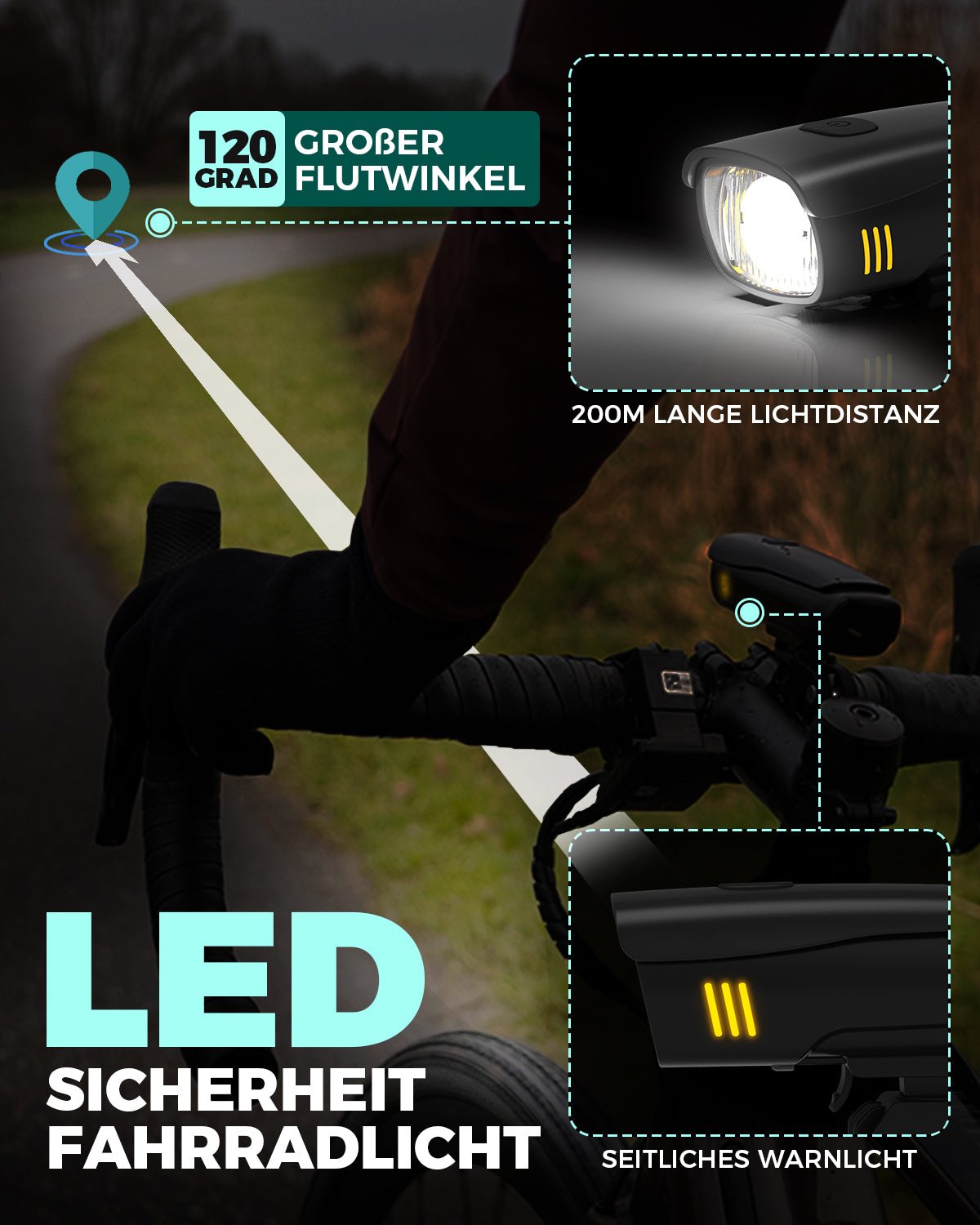 Stvzo Bike Lights Set with Front & Rear Lights 30 Lux Lights VICTGOAL lights