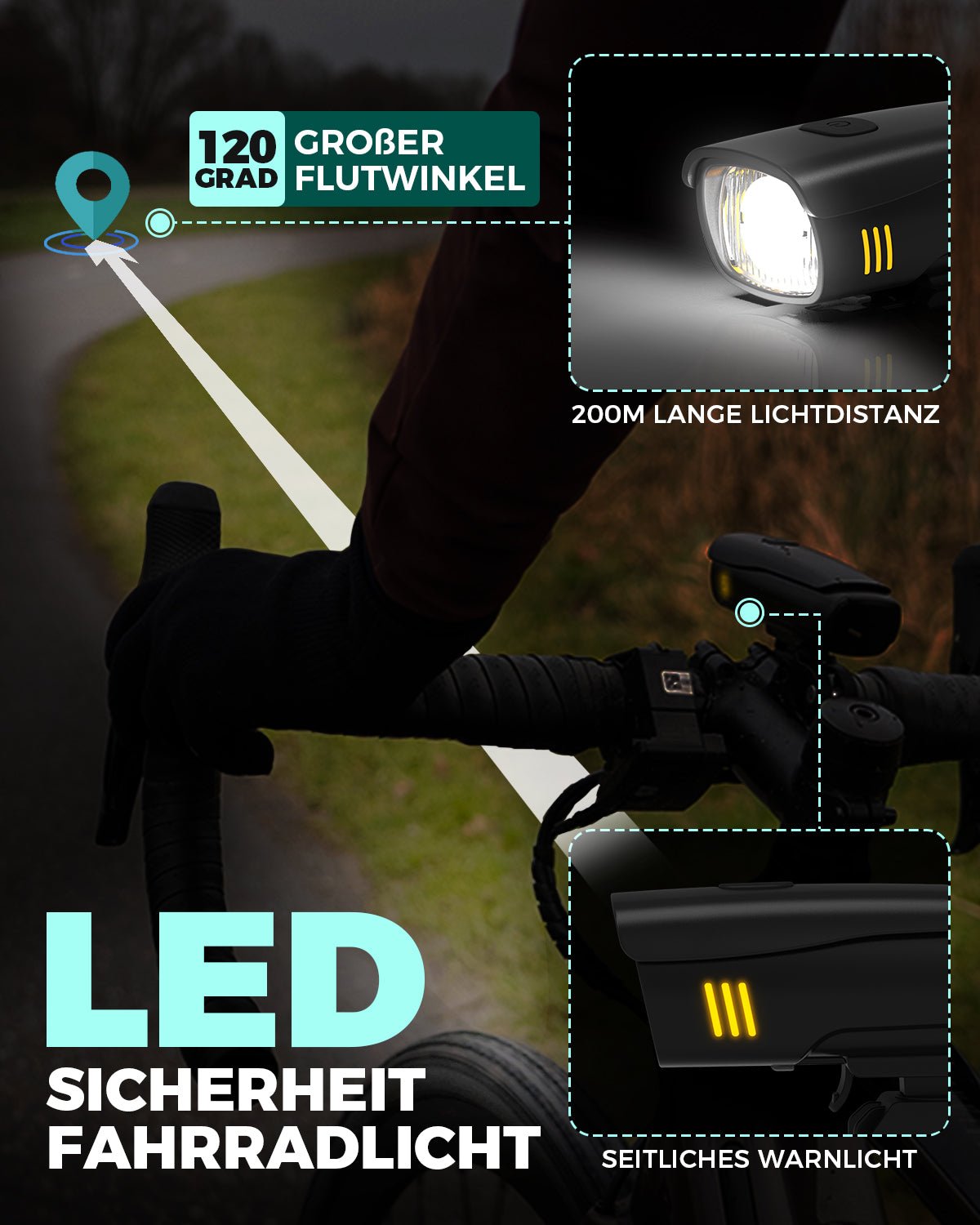 30 lux bike headlight with matching rear light for commuting