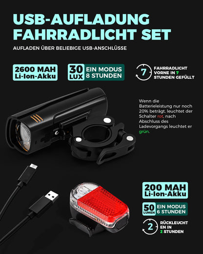 Stvzo Bike Lights Set with Front & Rear Lights 30 Lux Lights VICTGOAL lights