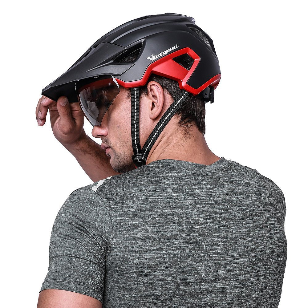 USB Goggles Bicycle Helmet With Visor LED Rear Light Ultra Adults Helmets VICTGOAL adultshelmets helmets