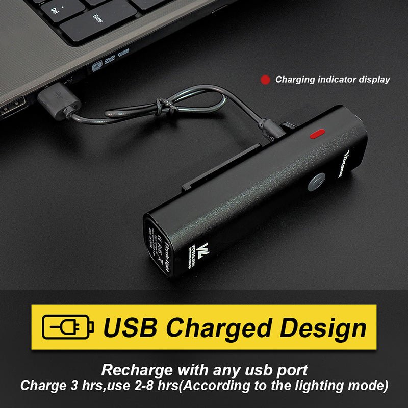 Rechargeable bicycle light set for night riding safety